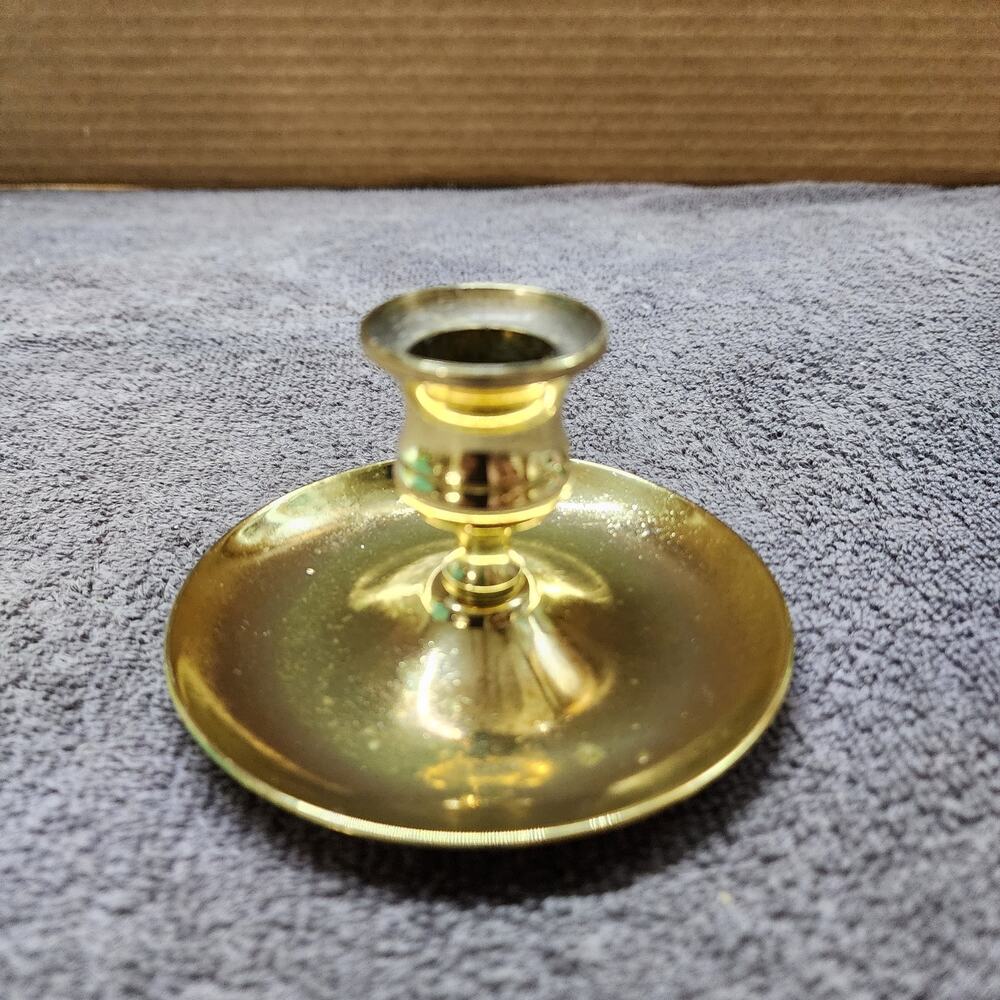 Vintage Baldwin Solid Brass Taper Candlestick Holder Polished Gold Finish b48
